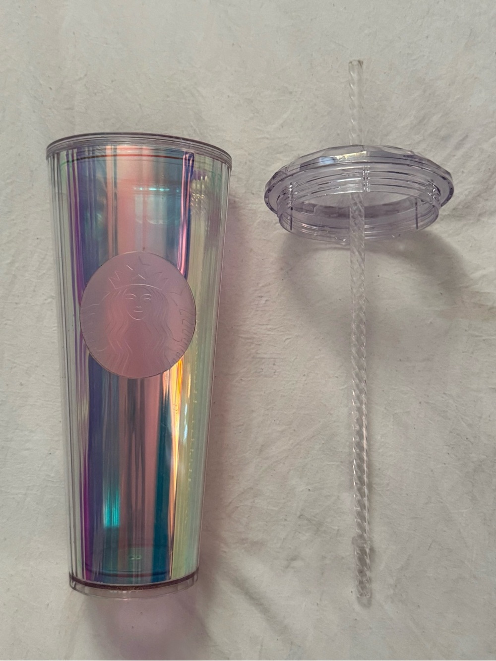 24 oz Venti Starbucks Iridescent Rainbow Purple Tall Tumbler Cup with Lid & Stra